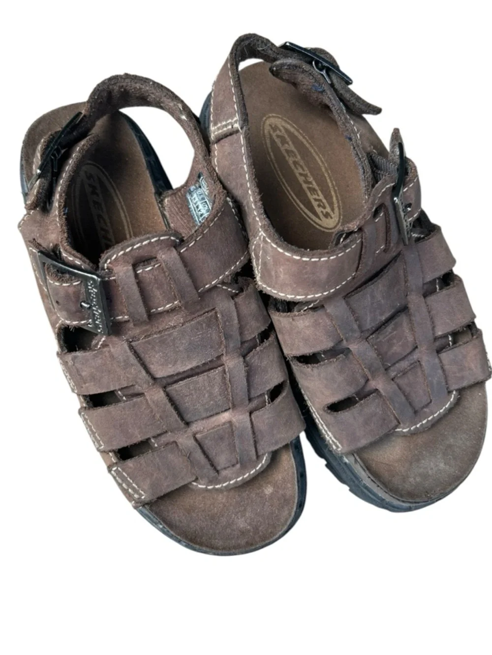 Kids' Brown Suede Fisherman Sandals Vintage Y2K Skechers Unisex